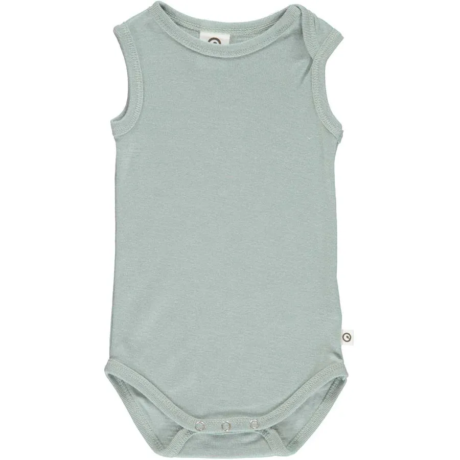 Spa Green Woolly Silk Sleeveless Bodysuit