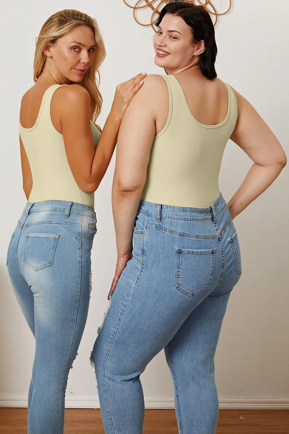 Square Neck Sleeveless Bodysuit - 5 colors