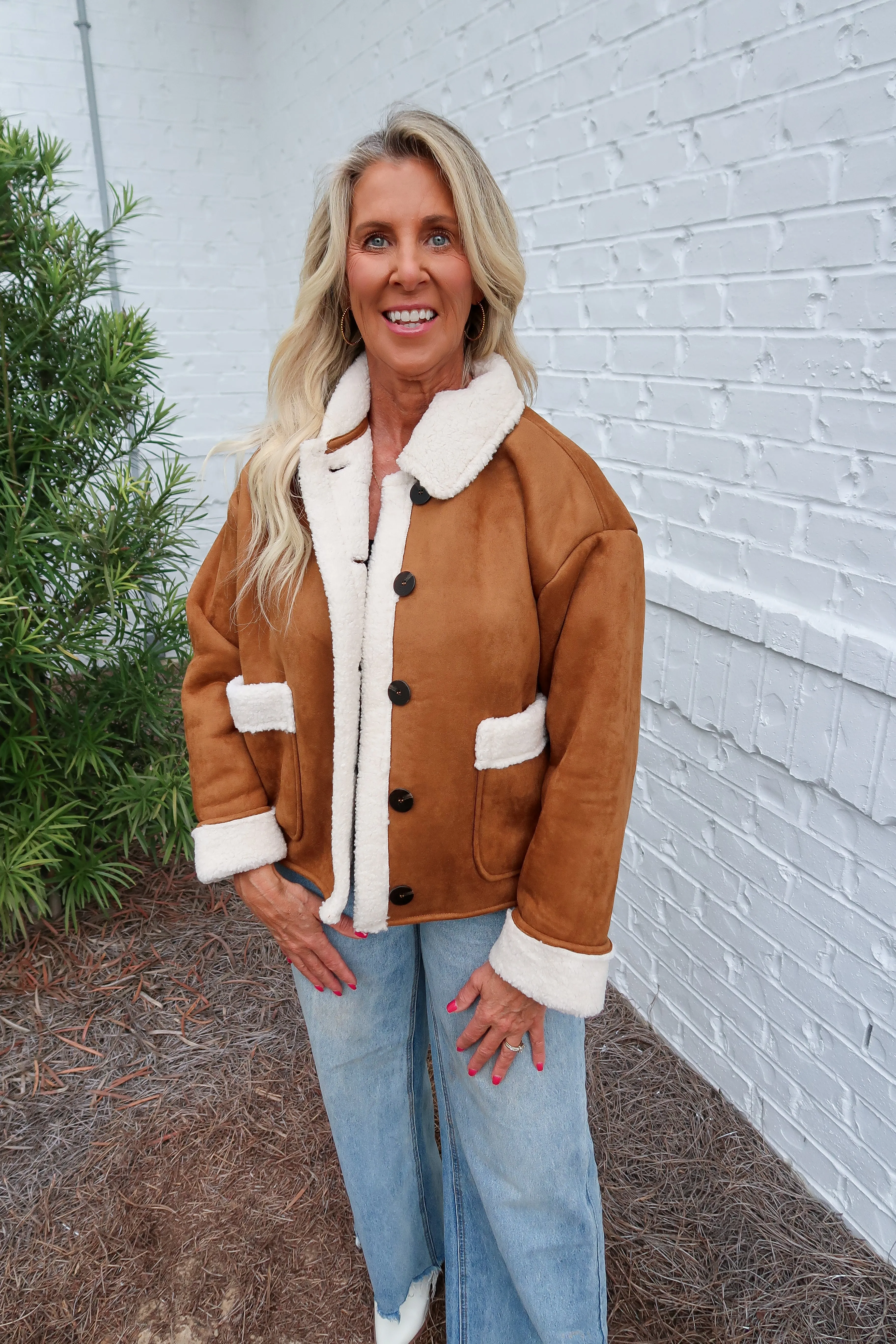 Suede Sherpa Jacket