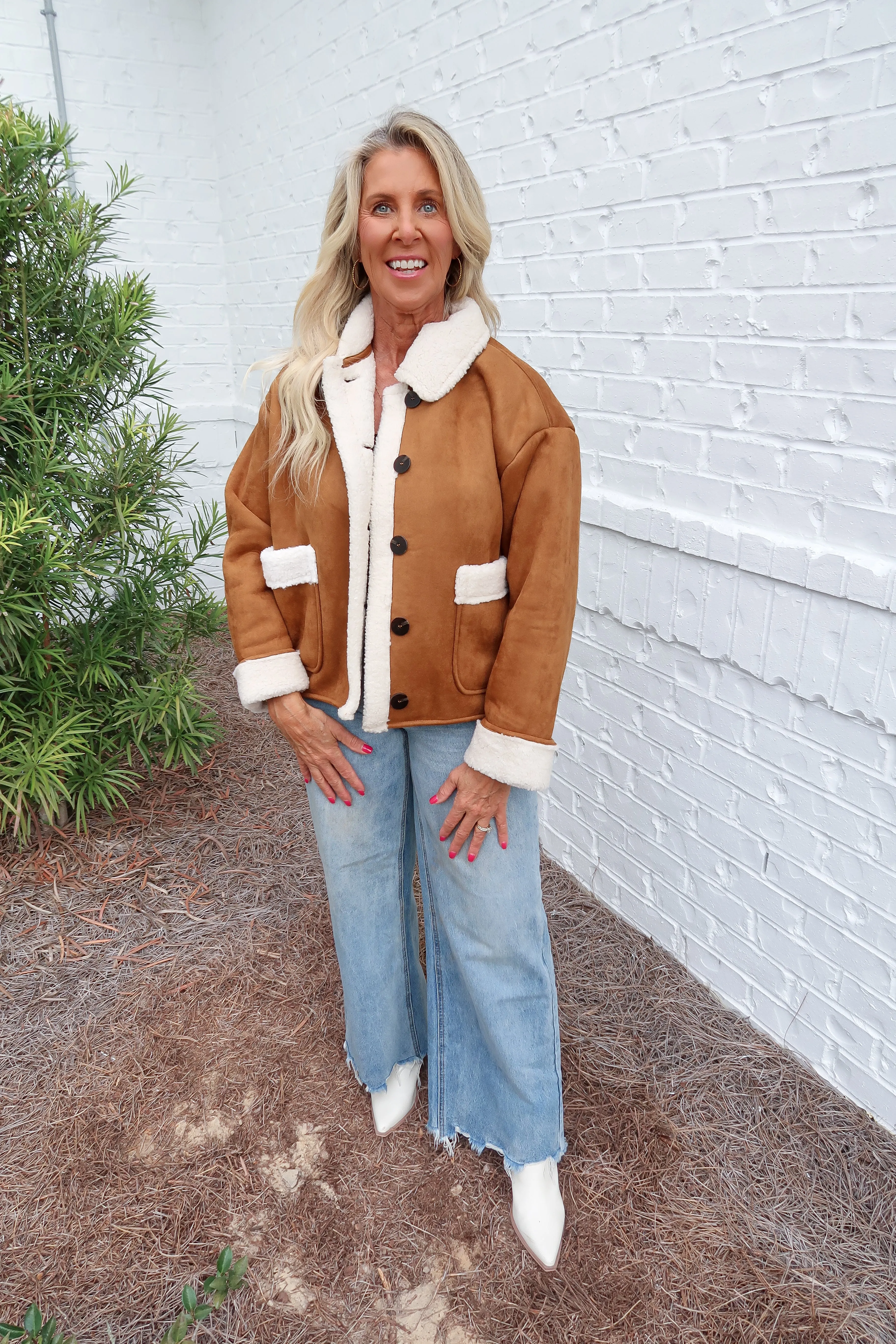 Suede Sherpa Jacket