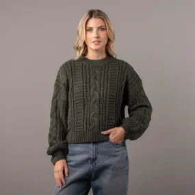 Sweater Rusty Folktale Crop Chunky Knit Green Gables