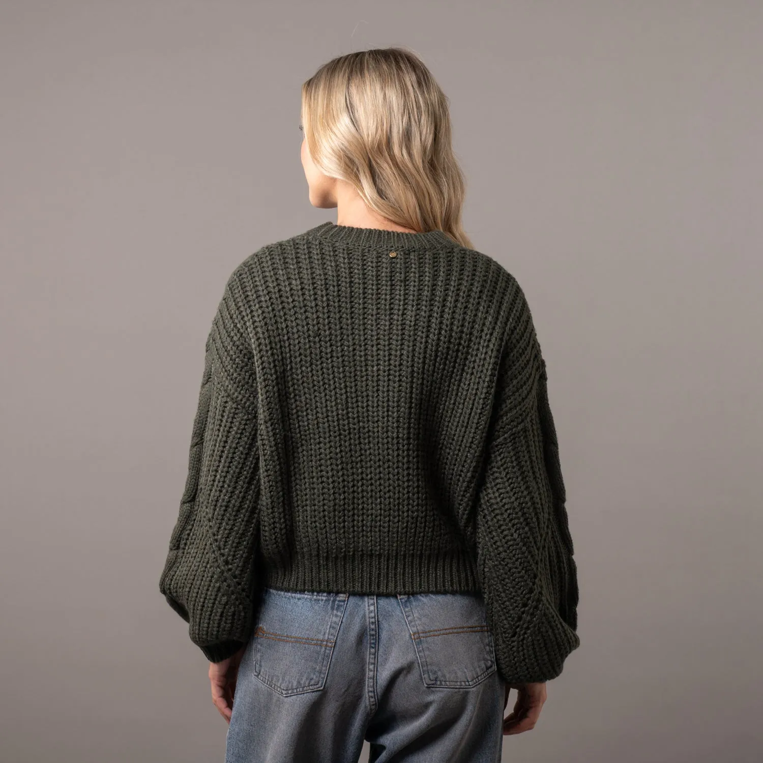 Sweater Rusty Folktale Crop Chunky Knit Green Gables