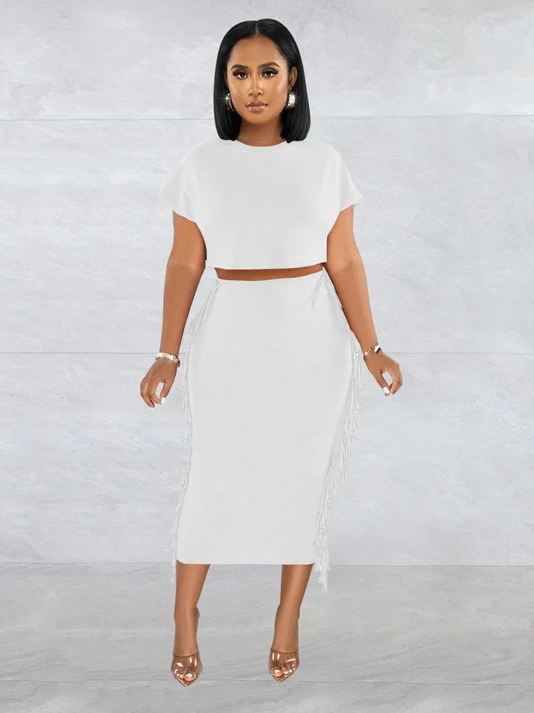 Tassel Fringe Skirt Set