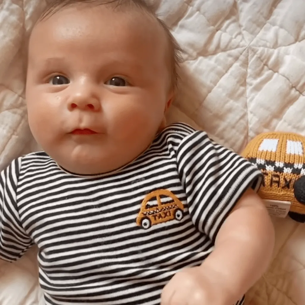 Taxi Embroidery Organic Cotton Baby Bodysuit