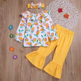 Toddler Girls Printed Long Sleeve Top & Flare Pants Girls Clothes Wholesale