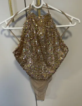 Topshop Sequin Nude Bodysuit