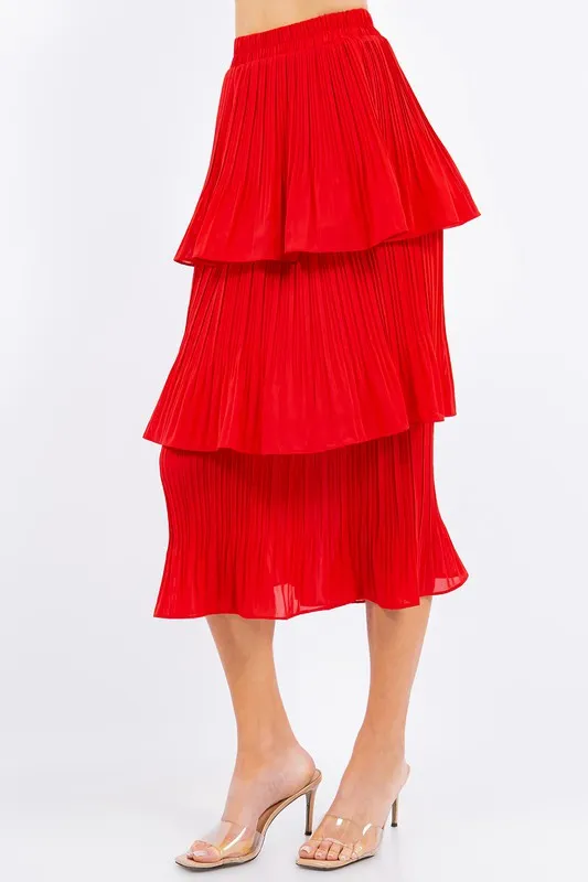 Valerie Red Ruffle Skirt