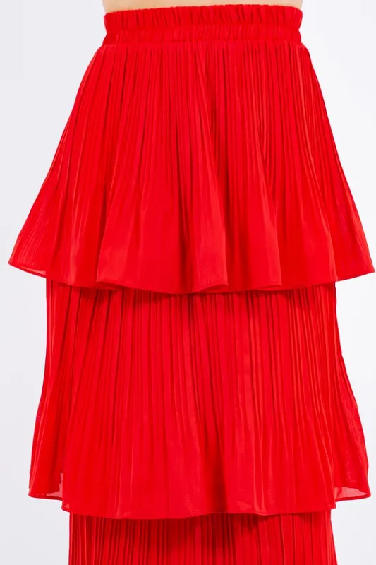 Valerie Red Ruffle Skirt
