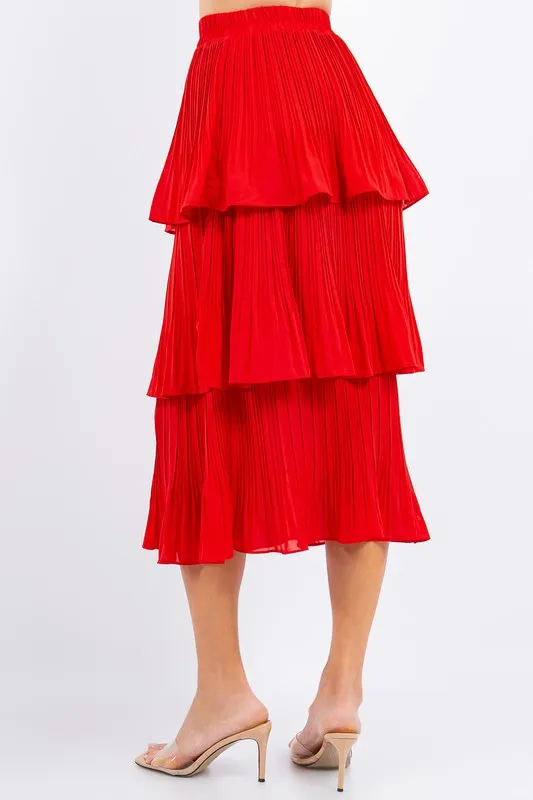 Valerie Red Ruffle Skirt