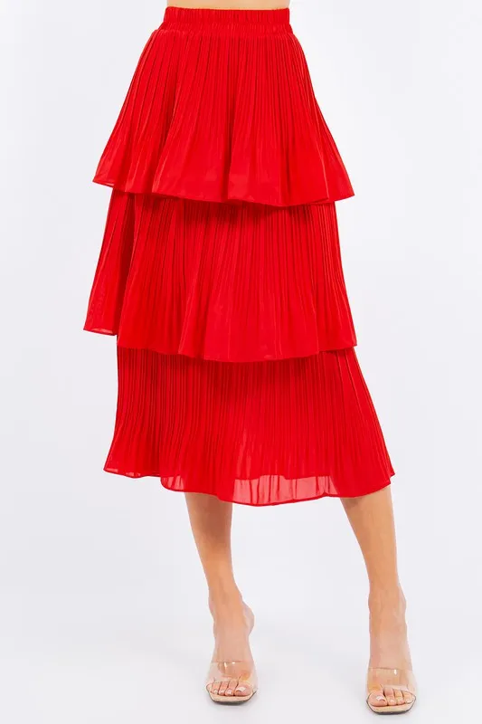Valerie Red Ruffle Skirt