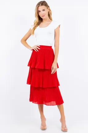 Valerie Red Ruffle Skirt