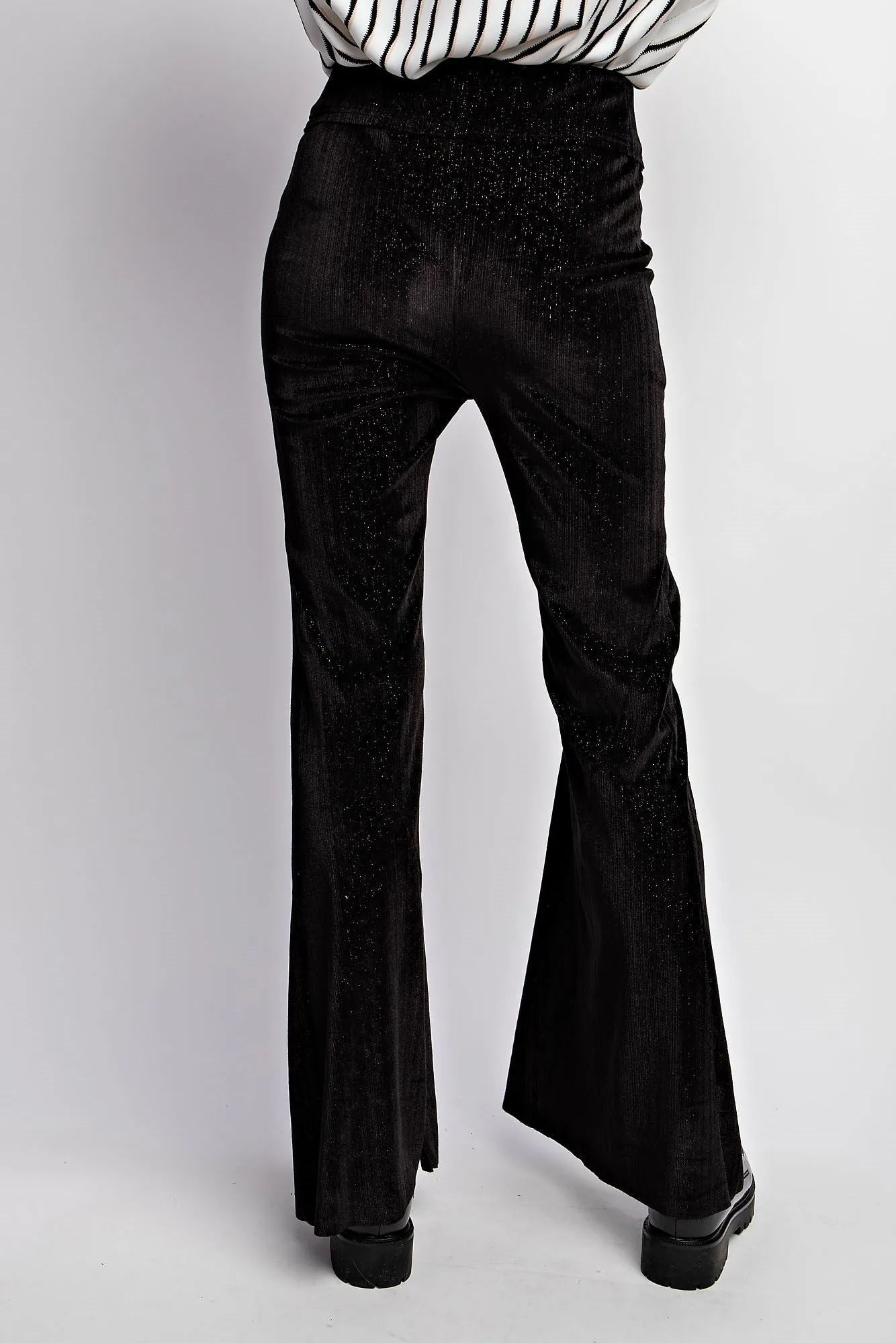 velvet front slit flare pants