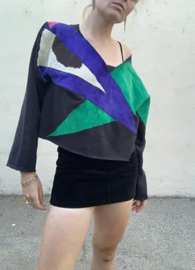 Vintage Elisabetta Rogiani Black Suede Micro Mini Skirt