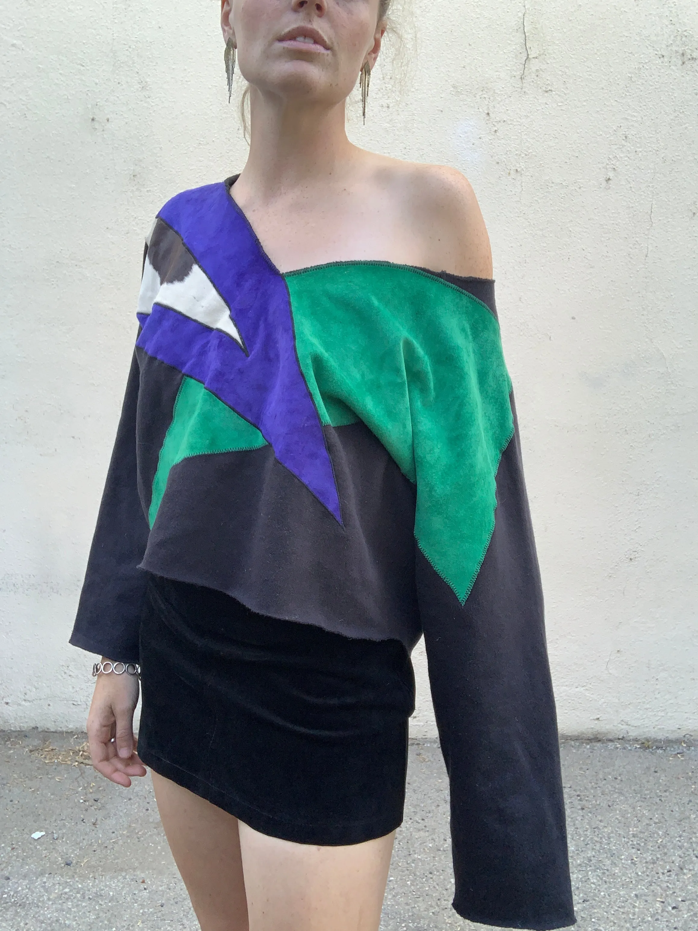 Vintage Elisabetta Rogiani Black Suede Micro Mini Skirt