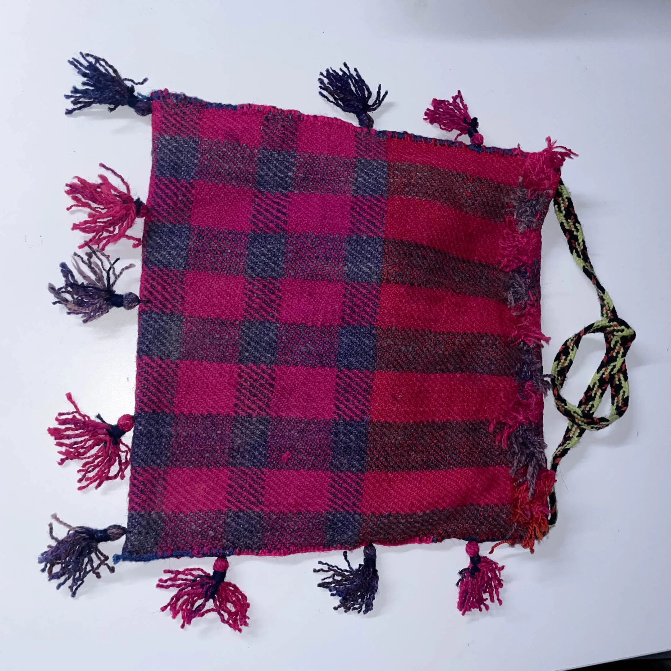 Vintage Red checkered heavy thick hand made bag