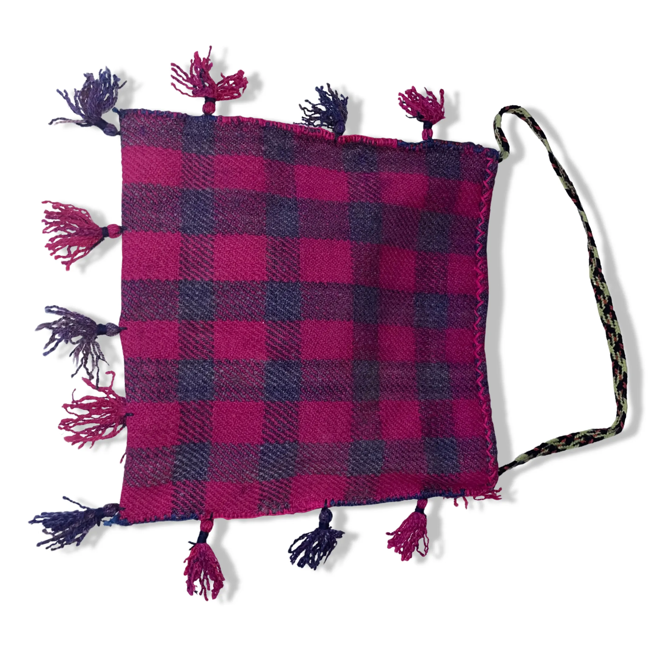 Vintage Red checkered heavy thick hand made bag