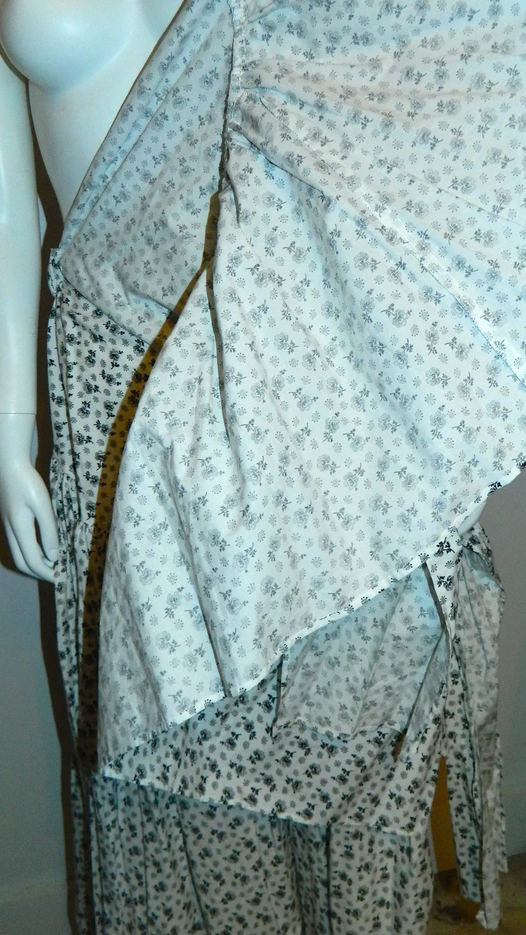 vintage white cotton KENZO floral print tiered skirt / 1980s strapless dress 40 / US Medium