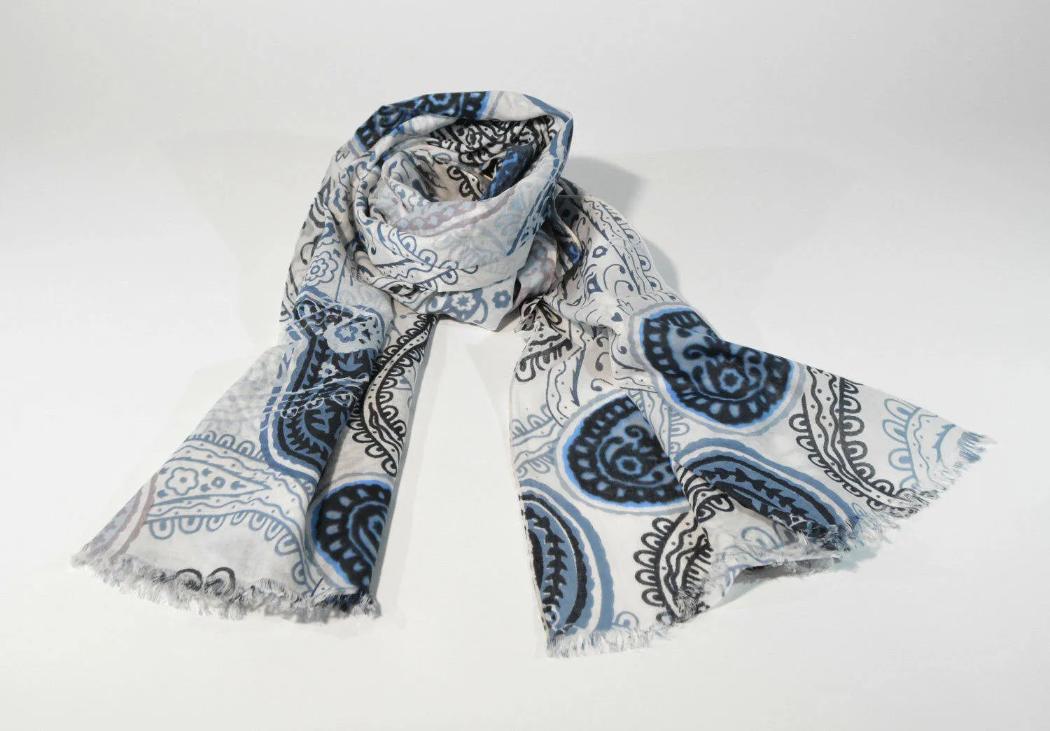 Viscose Scarf Paisley-Blu