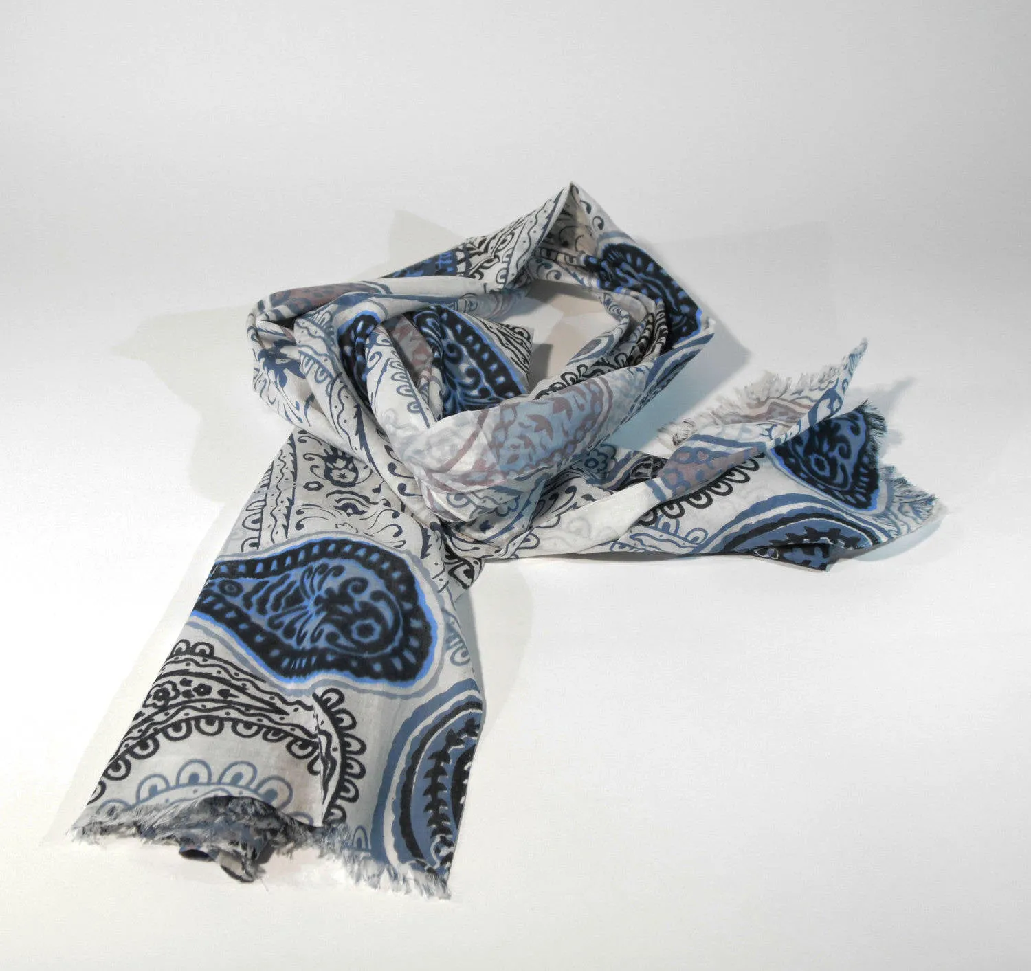 Viscose Scarf Paisley-Blu