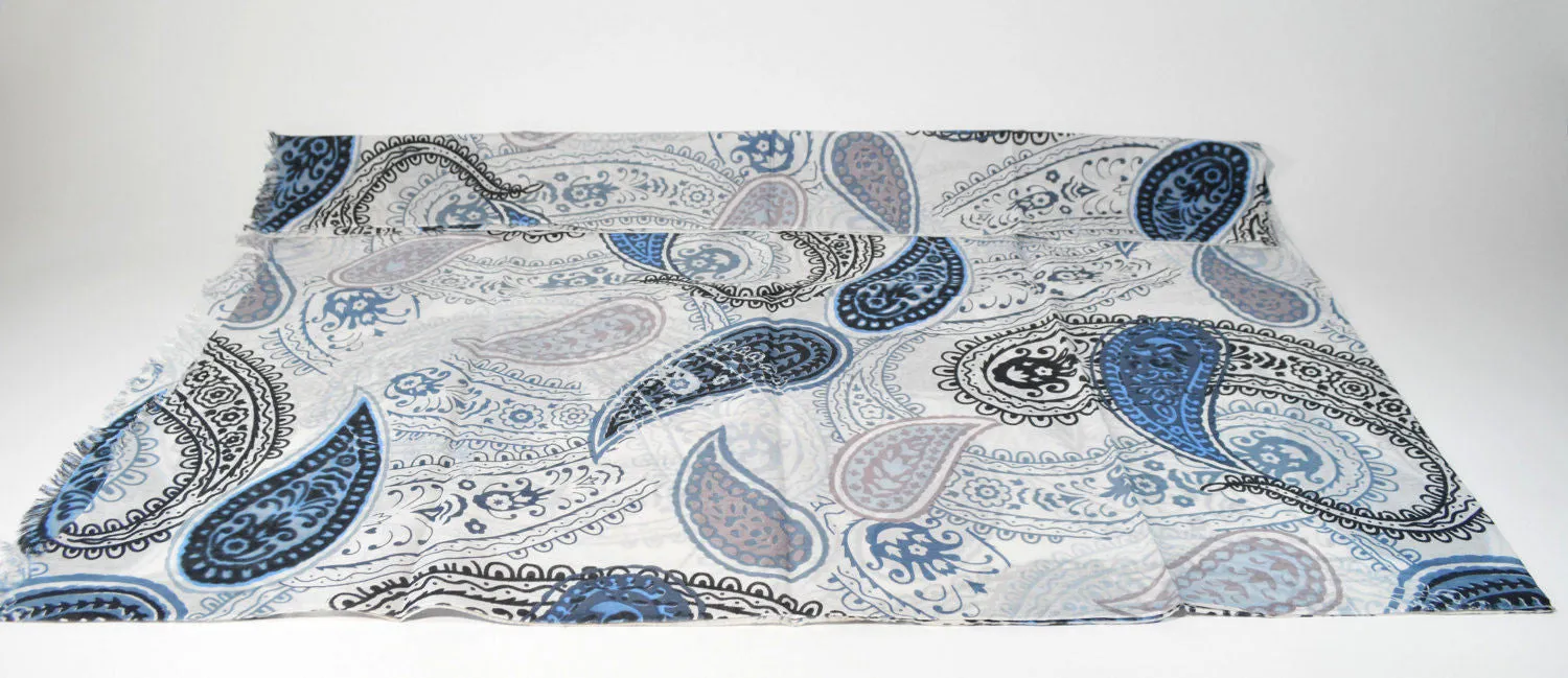 Viscose Scarf Paisley-Blu