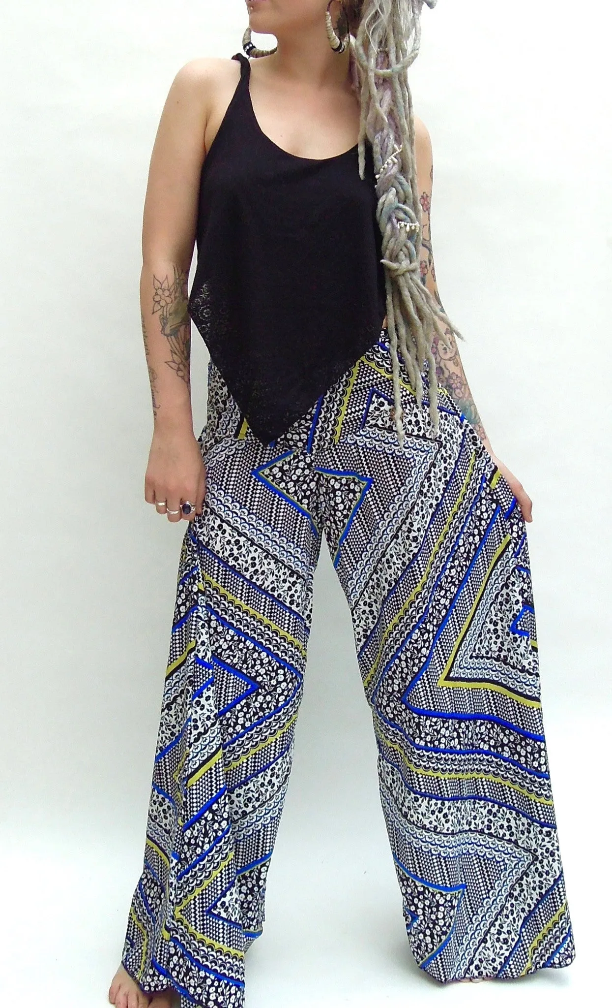 Wide  Flared Pants Aztec Print