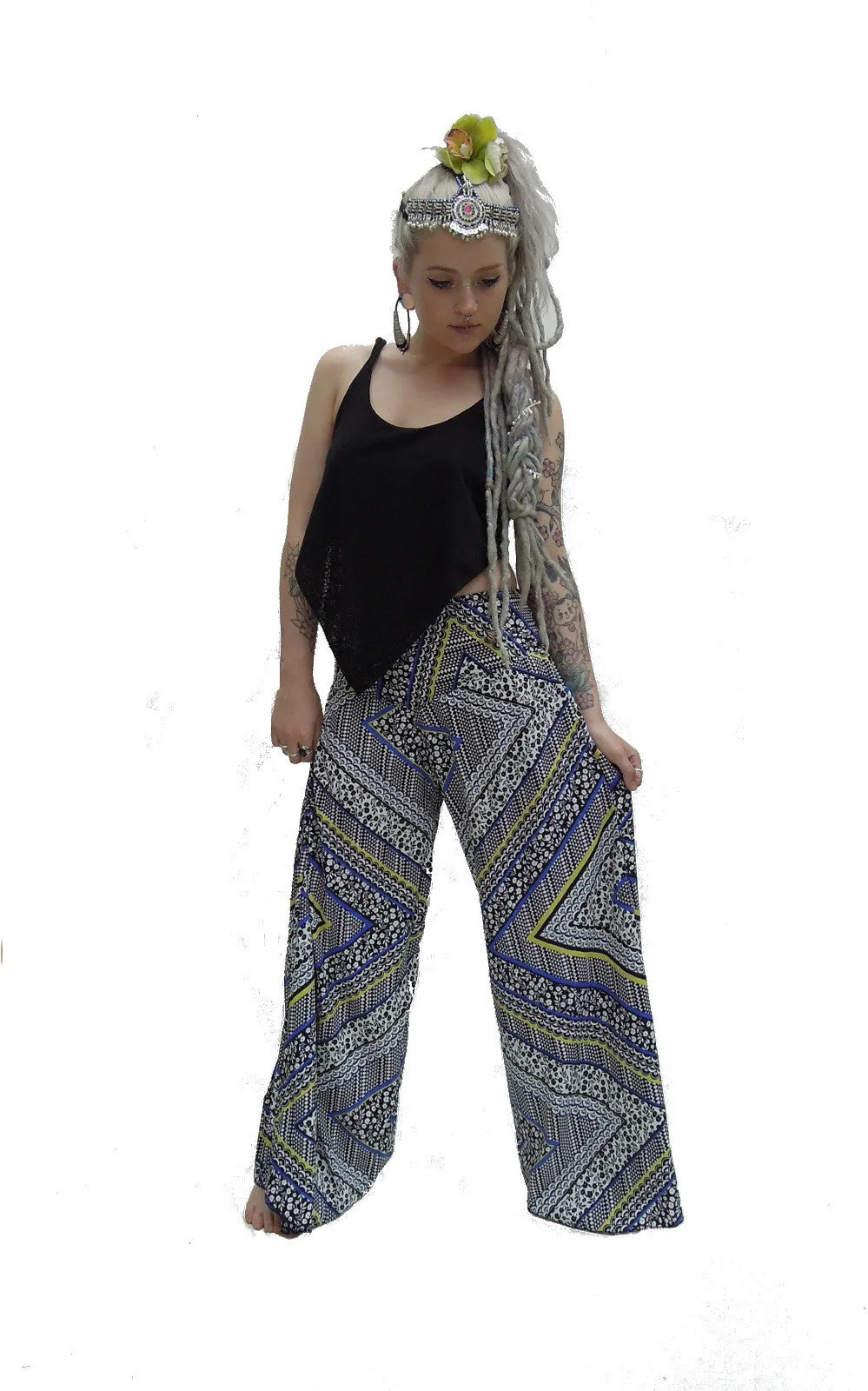 Wide  Flared Pants Aztec Print