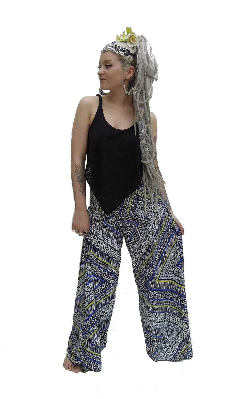 Wide  Flared Pants Aztec Print