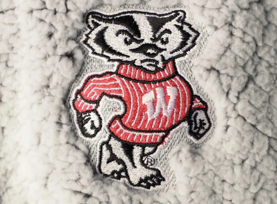 Wisconsin Badgers Women's Heathered Gray/White XL Sherpa Full-Zip Jacket