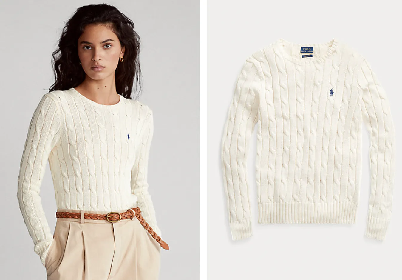 Women Crewneck Cableknit Sweater