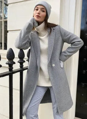 Women Wool Long Coat Gray Color Style