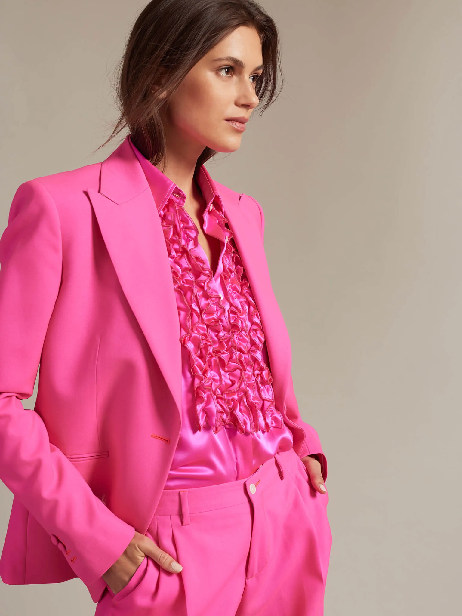 Women’s Baggy Double Pleated Pant In Fuchsia Pink