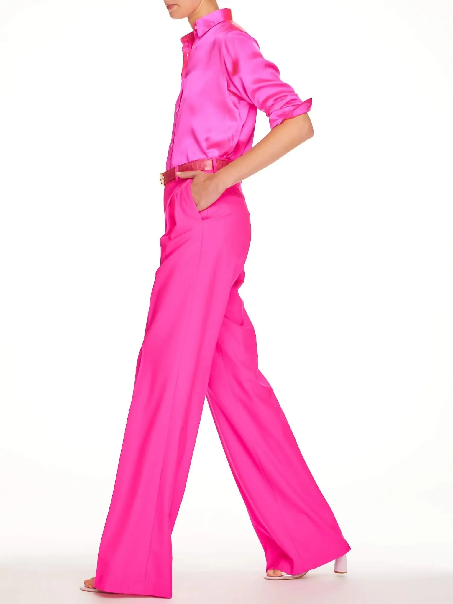 Women’s Baggy Double Pleated Pant In Fuchsia Pink
