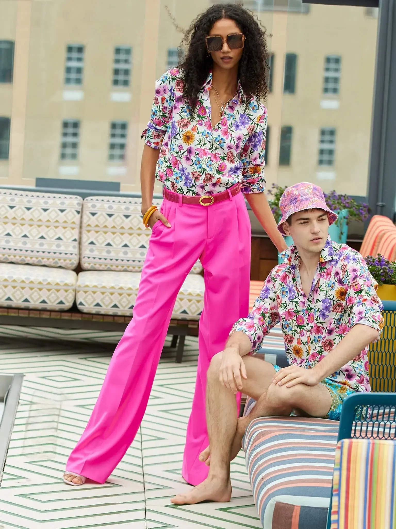 Women’s Baggy Double Pleated Pant In Fuchsia Pink