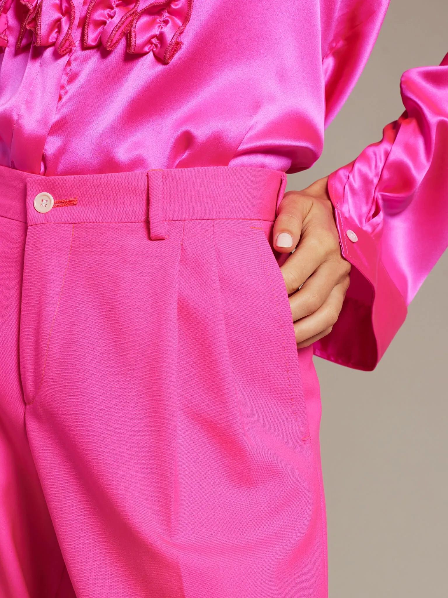 Women’s Baggy Double Pleated Pant In Fuchsia Pink
