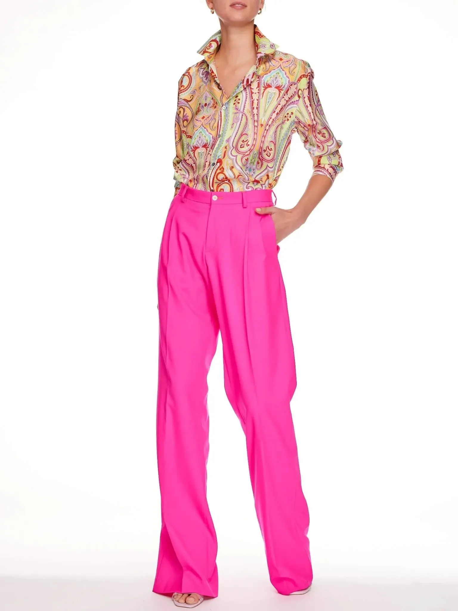 Women’s Baggy Double Pleated Pant In Fuchsia Pink