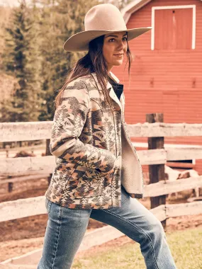Women's Sherpa Lined Southwestern Barn Jacket - Grey Geo