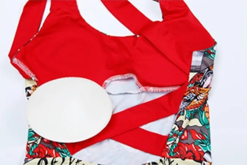 Women's Summer Sleeveless Floral Fitness Bodysuit